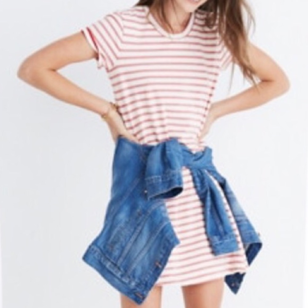 NWOT Madewell Striped Tee Pocket Dress